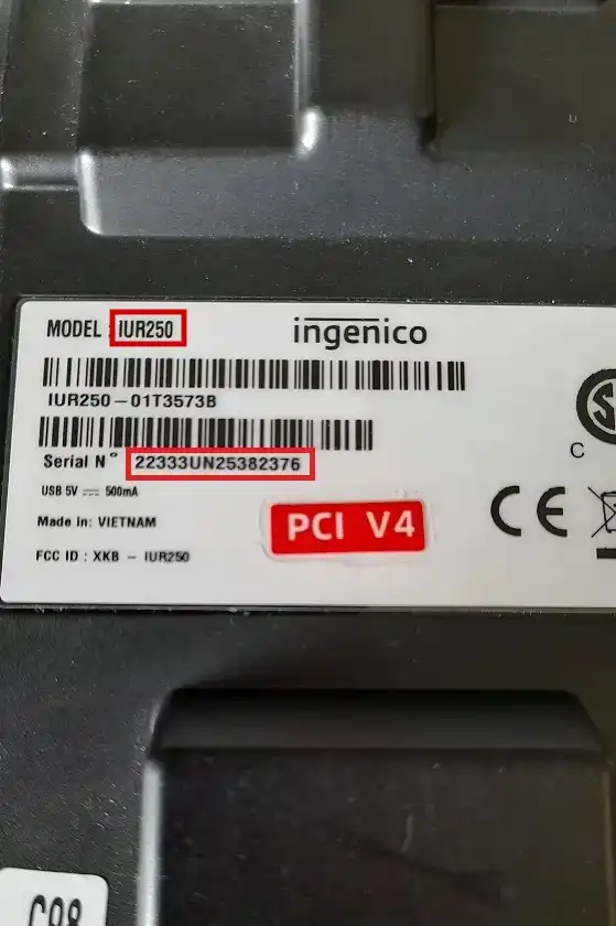 trouver son numéro de série sur le matériel CAP MONETIQUE